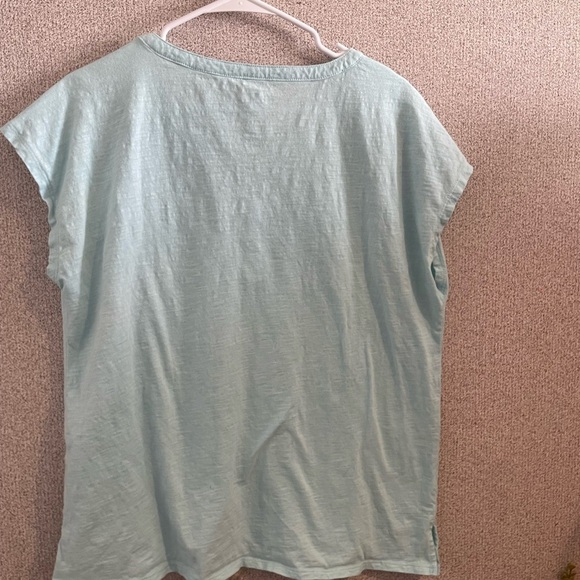 St. John's Bay Green Mandarin Collar T-Shirt - Picture 3 of 4